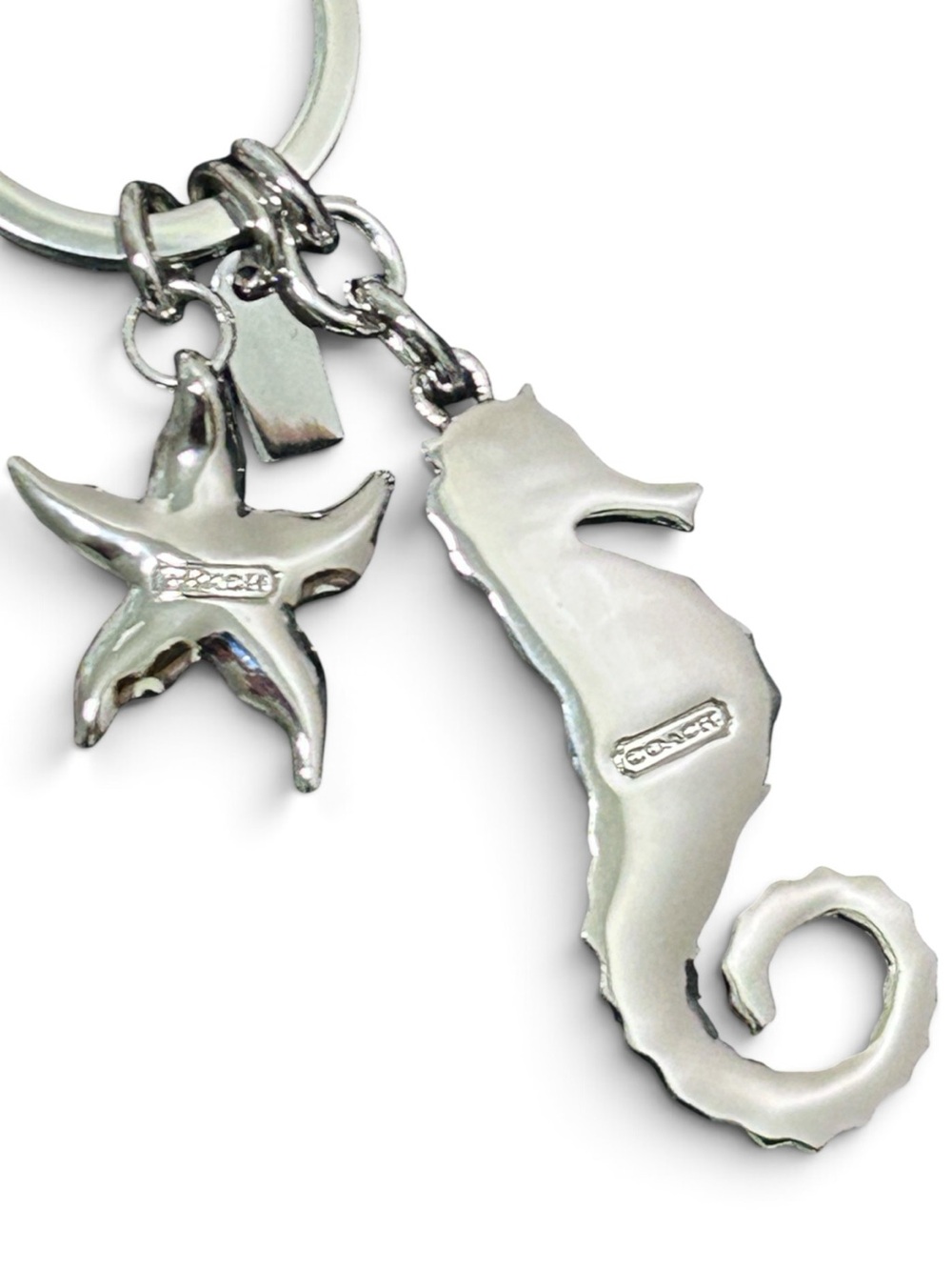 COACH Enameled Seahorse and Starfish Jeweled Bag Charm/ Keyring - Picture 7 of 8